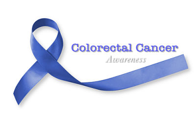 Colorectal Cancer Awareness written above a blue awareness ribbon